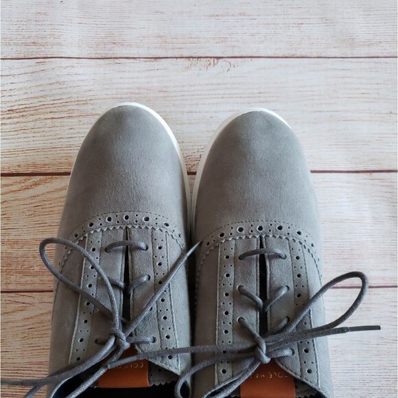 Cole Haan Grand OS Grey Suede Brogue Oxford Lace Up Shoes 9B Gray Size 9B - Picture 5 of 11